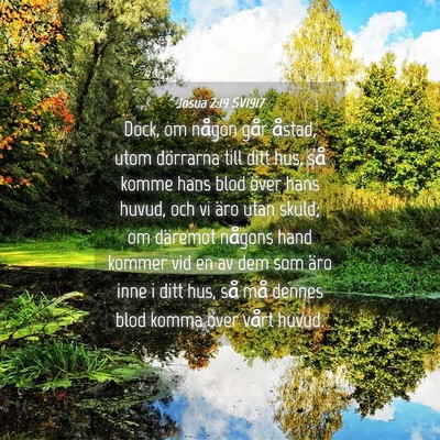 Picture 04 - Josua 2:19 SV1917 - Dock, om någon går åstad, utom dörrarna till - Bible Verse Picture