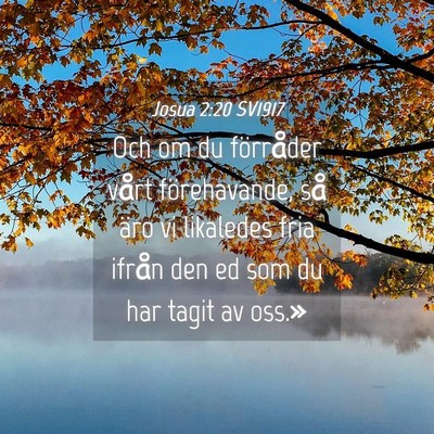 Picture 04 - Josua 2:20 SV1917 - Och om du förråder vårt förehavande, så äro - Bible Verse Picture