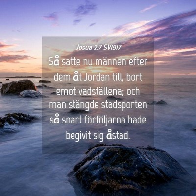 Picture 04 - Josua 2:7 SV1917 - Så satte nu männen efter dem åt Jordan till, - Bible Verse Picture