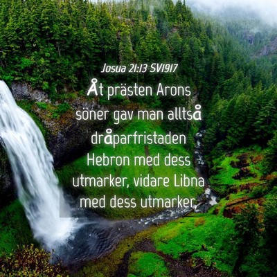 Picture 04 - Josua 21:13 SV1917 - Åt prästen Arons söner gav man alltså - Bible Verse Picture