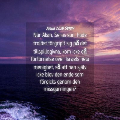 Picture 04 - Josua 22:20 SV1917 - När Akan, Seras son, hade trolöst förgripit - Bible Verse Picture