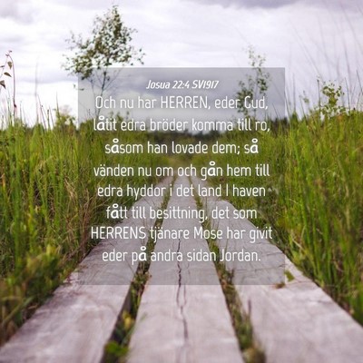 Picture 04 - Josua 22:4 SV1917 - Och nu har HERREN, eder Gud, låtit edra bröder - Bible Verse Picture