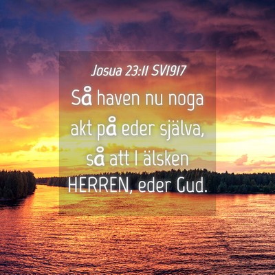 Picture 04 - Josua 23:11 SV1917 - Så haven nu noga akt på eder själva, så att I - Bible Verse Picture