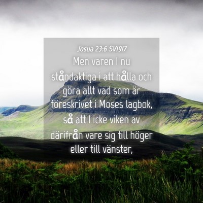 Picture 04 - Josua 23:6 SV1917 - Men varen I nu ståndaktiga i att hålla och - Bible Verse Picture