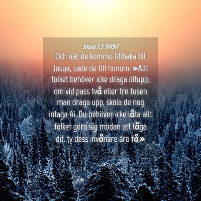 Picture 04 - Josua 7:3 SV1917 - Och när de kommo tillbaka till Josua, sade de - Bible Verse Picture