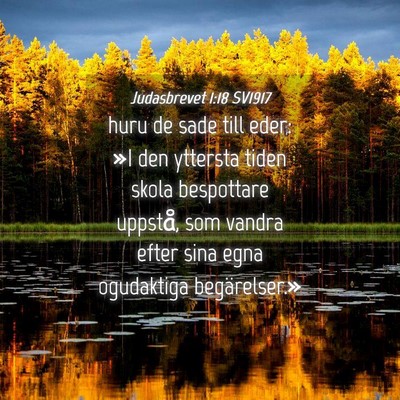 Picture 04 - Judasbrevet 1:18 SV1917 - huru de sade till eder: »I den yttersta tiden - Bible Verse Picture