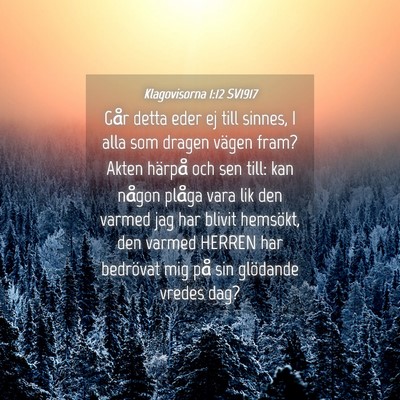 Picture 04 - Klagovisorna 1:12 SV1917 - Går detta eder ej till sinnes, I alla som dragen - Bible Verse Picture