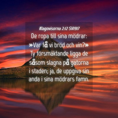 Picture 04 - Klagovisorna 2:12 SV1917 - De ropa till sina mödrar: »Var få vi bröd och - Bible Verse Picture