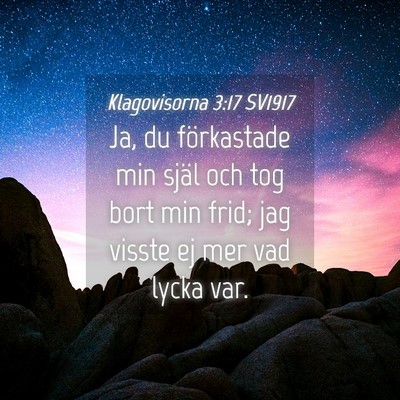 Picture 04 - Klagovisorna 3:17 SV1917 - Ja, du förkastade min själ och tog bort min - Bible Verse Picture