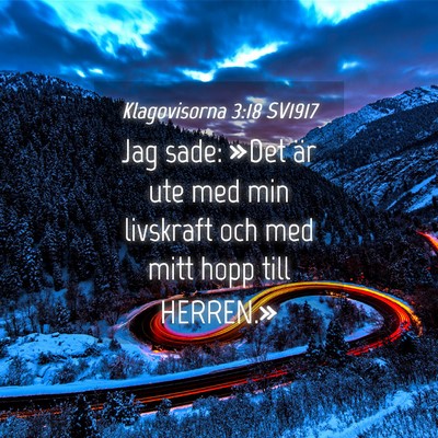 Picture 04 - Klagovisorna 3:18 SV1917 - Jag sade: »Det är ute med min livskraft och med - Bible Verse Picture