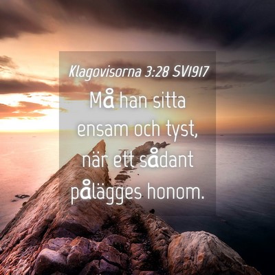 Picture 04 - Klagovisorna 3:28 SV1917 - Må han sitta ensam och tyst, när ett sådant - Bible Verse Picture