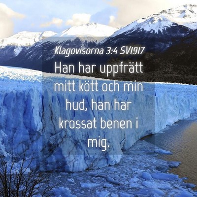Picture 04 - Klagovisorna 3:4 SV1917 - Han har uppfrätt mitt kött och min hud, han har - Bible Verse Picture