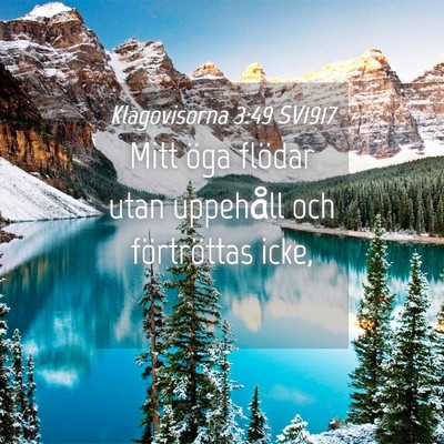 Picture 04 - Klagovisorna 3:49 SV1917 - Mitt öga flödar utan uppehåll och förtröttas - Bible Verse Picture