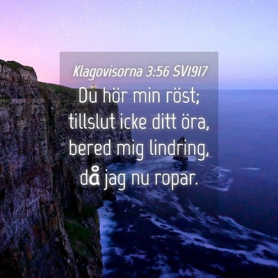 Picture 04 - Klagovisorna 3:56 SV1917 - Du hör min röst; tillslut icke ditt öra, bered - Bible Verse Picture