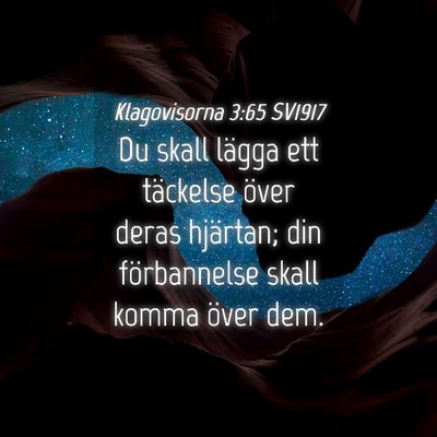 Picture 04 - Klagovisorna 3:65 SV1917 - Du skall lägga ett täckelse över deras - Bible Verse Picture