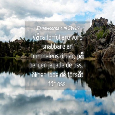 Picture 04 - Klagovisorna 4:19 SV1917 - Våra förföljare voro snabbare än himmelens - Bible Verse Picture