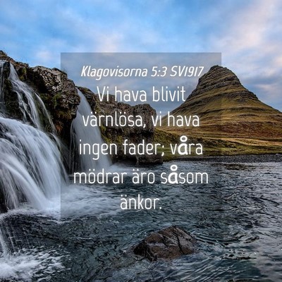 Picture 04 - Klagovisorna 5:3 SV1917 - Vi hava blivit värnlösa, vi hava ingen fader; - Bible Verse Picture