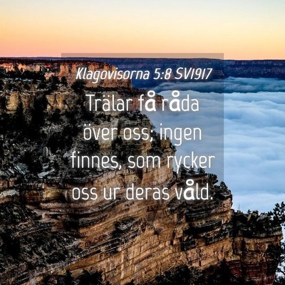 Picture 04 - Klagovisorna 5:8 SV1917 - Trälar få råda över oss; ingen finnes, som - Bible Verse Picture