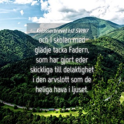 Picture 04 - Kolosserbrevet 1:12 SV1917 - och I skolen med glädje tacka Fadern, som har - Bible Verse Picture