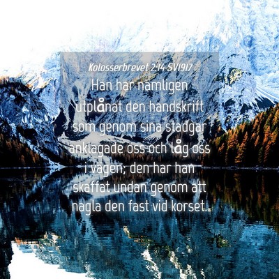 Picture 04 - Kolosserbrevet 2:14 SV1917 - Han har nämligen utplånat den handskrift som - Bible Verse Picture