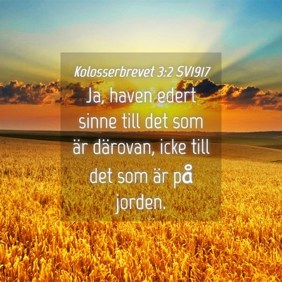 Picture 04 - Kolosserbrevet 3:2 SV1917 - Ja, haven edert sinne till det som är därovan, - Bible Verse Picture
