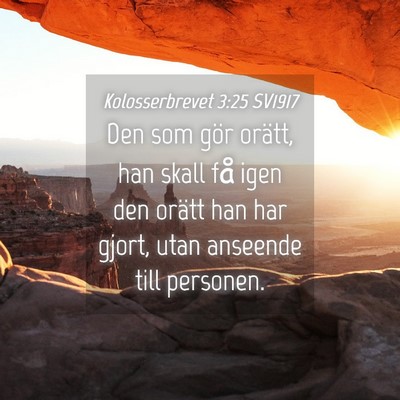Picture 04 - Kolosserbrevet 3:25 SV1917 - Den som gör orätt, han skall få igen den - Bible Verse Picture