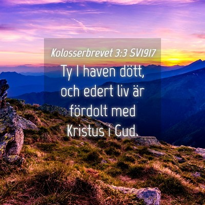 Picture 04 - Kolosserbrevet 3:3 SV1917 - Ty I haven dött, och edert liv är fördolt med - Bible Verse Picture