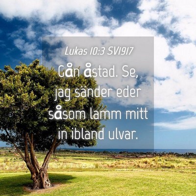 Picture 04 - Lukas 10:3 SV1917 - Gån åstad. Se, jag sänder eder såsom lamm - Bible Verse Picture