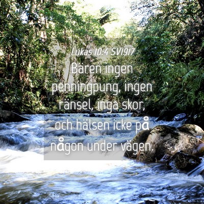 Picture 04 - Lukas 10:4 SV1917 - Bären ingen penningpung, ingen ränsel, inga - Bible Verse Picture