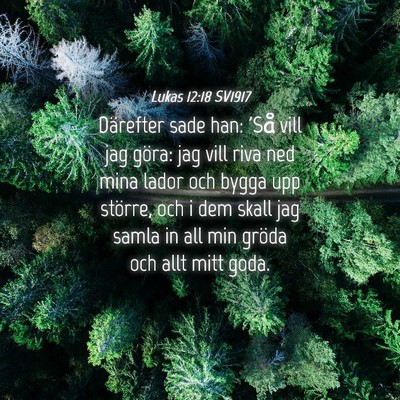 Picture 04 - Lukas 12:18 SV1917 - Därefter sade han: 'Så vill jag göra: jag vill - Bible Verse Picture