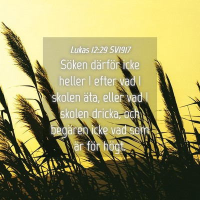 Picture 04 - Lukas 12:29 SV1917 - Söken därför icke heller I efter vad I skolen - Bible Verse Picture