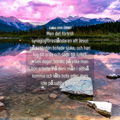 Picture 04 - Lukas 13:14 SV1917 - Men det förtröt synagogföreståndaren att - Bible Verse Picture