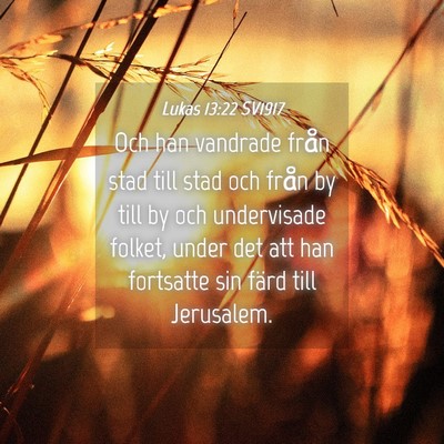 Picture 04 - Lukas 13:22 SV1917 - Och han vandrade från stad till stad och från - Bible Verse Picture