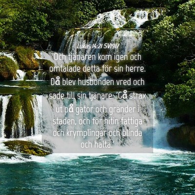 Picture 04 - Lukas 14:21 SV1917 - Och tjänaren kom igen och omtalade detta för - Bible Verse Picture