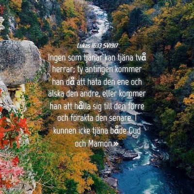 Picture 04 - Lukas 16:13 SV1917 - Ingen som tjänar kan tjäna två herrar; ty - Bible Verse Picture