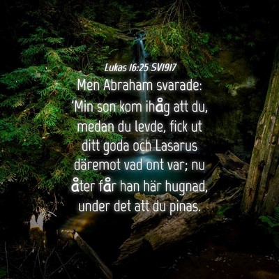 Picture 04 - Lukas 16:25 SV1917 - Men Abraham svarade: 'Min son kom ihåg att du, - Bible Verse Picture