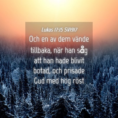 Picture 04 - Lukas 17:15 SV1917 - Och en av dem vände tillbaka, när han såg att - Bible Verse Picture
