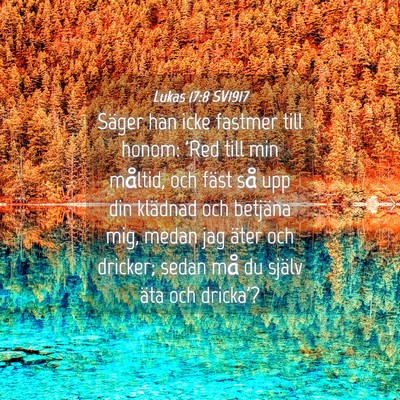 Picture 04 - Lukas 17:8 SV1917 - Säger han icke fastmer till honom: 'Red till min - Bible Verse Picture