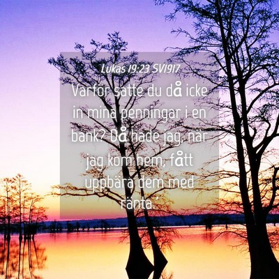 Picture 04 - Lukas 19:23 SV1917 - Varför satte du då icke in mina penningar i en - Bible Verse Picture