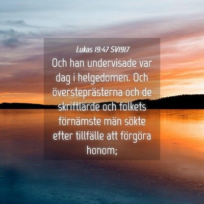 Picture 04 - Lukas 19:47 SV1917 - Och han undervisade var dag i helgedomen. Och - Bible Verse Picture