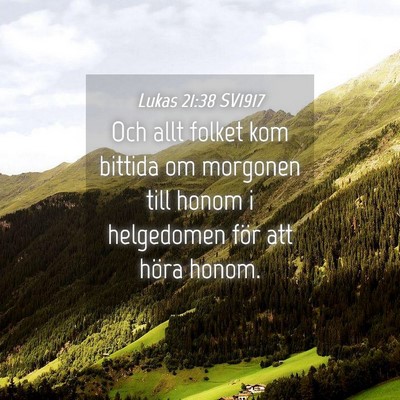 Picture 04 - Lukas 21:38 SV1917 - Och allt folket kom bittida om morgonen till - Bible Verse Picture