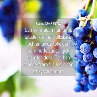 Picture 04 - Lukas 22:47 SV1917 - Och se, medan han ännu talade, kom en folkskara; - Bible Verse Picture