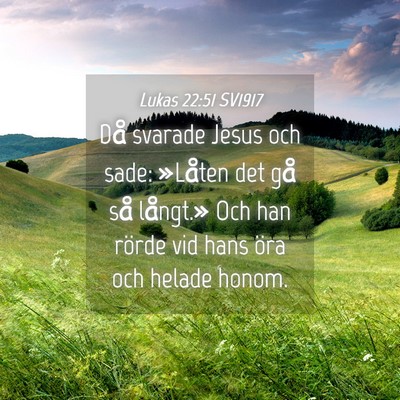 Picture 04 - Lukas 22:51 SV1917 - Då svarade Jesus och sade: »Låten det gå så - Bible Verse Picture