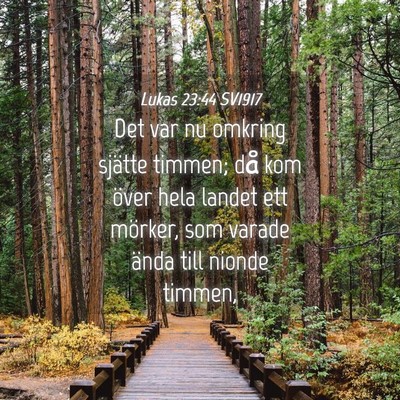 Picture 04 - Lukas 23:44 SV1917 - Det var nu omkring sjätte timmen; då kom över - Bible Verse Picture