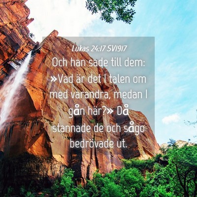 Picture 04 - Lukas 24:17 SV1917 - Och han sade till dem: »Vad är det I talen om - Bible Verse Picture