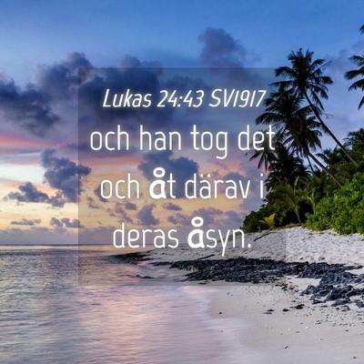Picture 04 - Lukas 24:43 SV1917 - och han tog det och åt därav i deras - Bible Verse Picture
