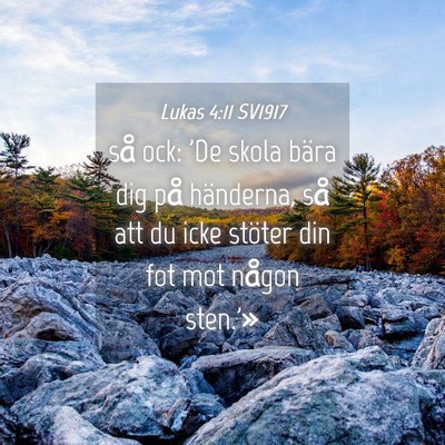 Picture 04 - Lukas 4:11 SV1917 - så ock: 'De skola bära dig på händerna, så - Bible Verse Picture