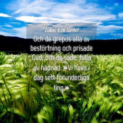 Picture 04 - Lukas 5:26 SV1917 - Och de grepos alla av bestörtning och prisade - Bible Verse Picture