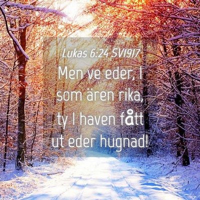 Picture 04 - Lukas 6:24 SV1917 - Men ve eder, I som ären rika, ty I haven fått - Bible Verse Picture