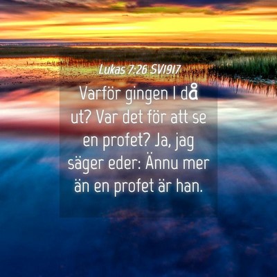 Picture 04 - Lukas 7:26 SV1917 - Varför gingen I då ut? Var det för att se en - Bible Verse Picture